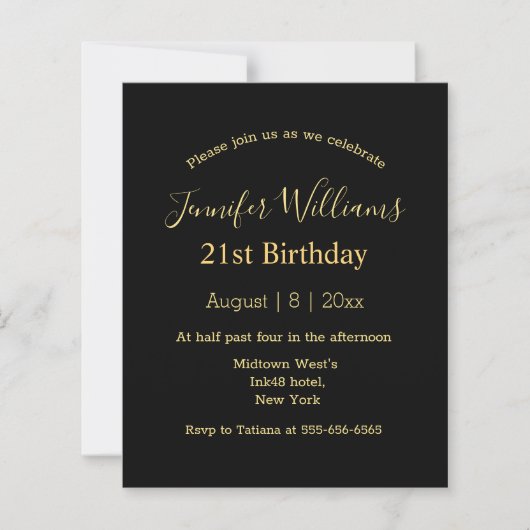 Papier Invitation minimale avec écriture noire et dorée p (Devant)