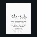 Papier Invitation minimaliste à un mariage noir et blanc<br><div class="desc">Faire-part de mariage économique moderne avec un design simple avec vos noms dans une élégante typographie de script et vos détails de l'événement dans une police sans serif minimaliste. Tout le texte est en noir et blanc. Ce faire-part de mariage chic fonctionne bien avec n'importe quel style de mariage.</div>