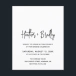 Papier Invitation minimaliste à un mariage noir et blanc<br><div class="desc">Faire-part de mariage économique moderne avec un design simple avec vos noms dans une élégante typographie de script et vos détails de l'événement dans une police sans serif minimaliste. Tout le texte est en noir et blanc. Ce faire-part de mariage chic fonctionne bien avec n'importe quel style de mariage.</div>