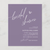 Papier Invitation Minimaliste De Douche Nuptiale À Budget (Devant)