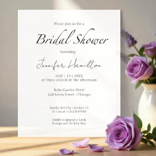 Papier Invitation minimaliste de douche nuptiale noire et