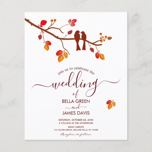 Papier Invitation minimaliste de Mariage de automne Loveb (Devant)