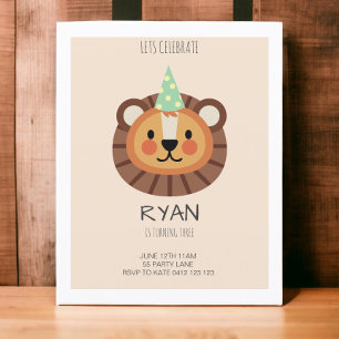 Papier Invitation minimaliste du lion mignon BUDGET