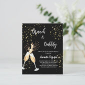 Papier Invitation noire pour une Bridal Shower au brunch  (Debout devant)