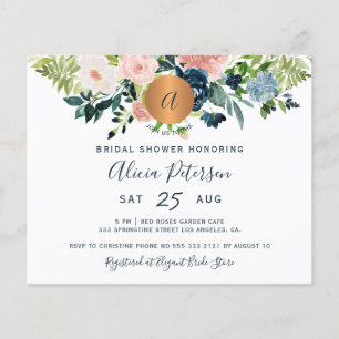 Papier Invitation nuptiale d'aquarelle florale budget