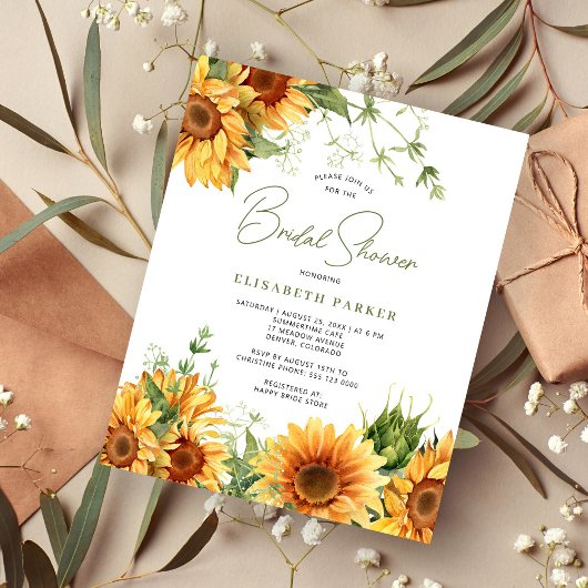 Papier Invitation nuptiale de tournesol moderne budget