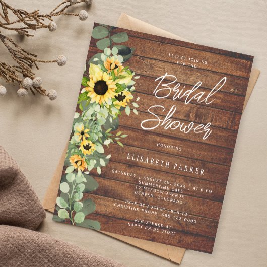 Papier Invitation nuptiale de tournesol rustique budget