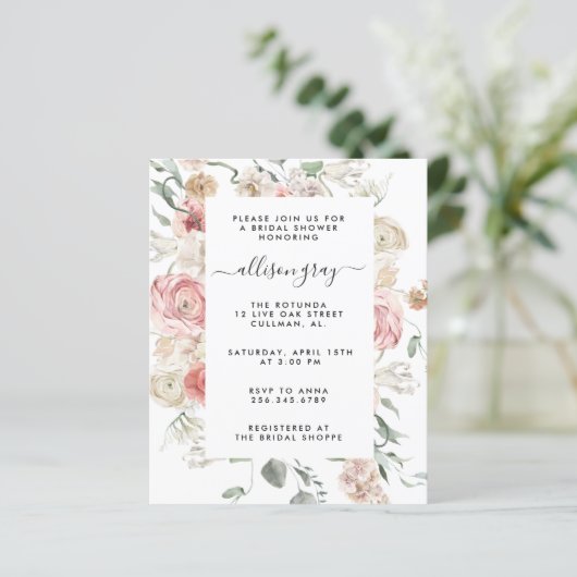 Papier Invitation nuptiale florale | Annabeth (Debout devant)