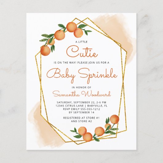 Papier Invitation Orange Little Cutie Citrus Baby Sprinkl (Devant)