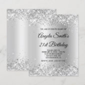 Papier Invitation pailletée argent ombrée Budget (Devant / Derrière)