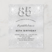 Papier Invitation pailletée argent pour 85e anniversaire (Devant)