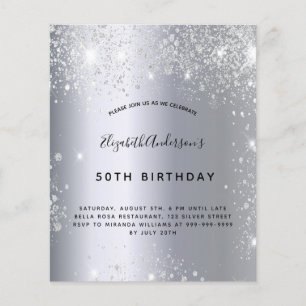 Papier Invitation pailletée argent pour anniversaire