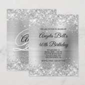 Papier Invitation pailletée argentée glamour pas chère po (Devant / Derrière)