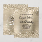 Papier Invitation pailletée dorée pas chère et glamour (Devant / Derrière)