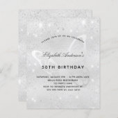 Papier Invitation papillon argent d'anniversaire budgétai (Devant / Derrière)