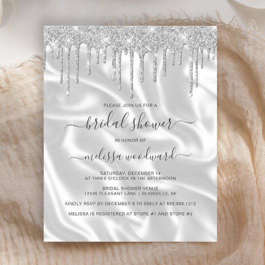 Papier Invitation Parties scintillant argent budget Fête 