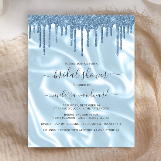 Papier Invitation Parties scintillant bleu Fête des marié