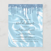 Papier Invitation Parties scintillant bleu Fête des marié (Devant)