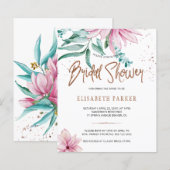 Papier Invitation pas chère et chic rose florale pour une (Devant / Derrière)