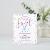 Papier Invitation pas chère pour Sweet 16 avec confettis  (Debout devant)