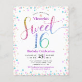 Papier Invitation pas chère pour Sweet 16 avec confettis  (Devant)