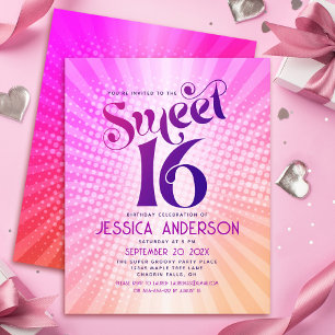 Papier Invitation pas chère pour un Sweet 16 avec un dégr