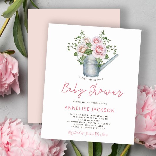 Papier Invitation pas chère pour une baby shower fille av