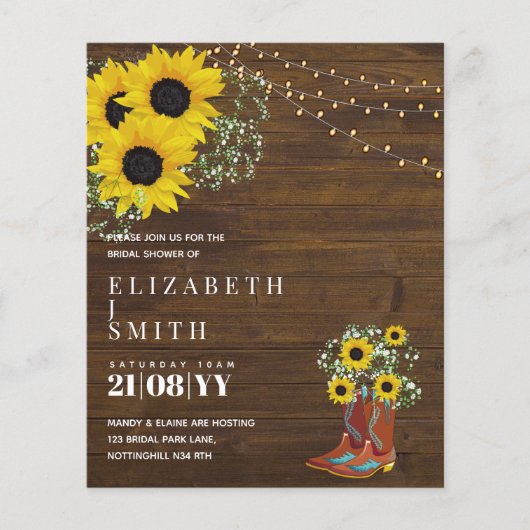 Papier Invitation pas chère pour une fête de mariage rust (Devant)