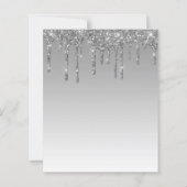 Papier Invitation pas chère Sweet 16 Glitter Drip Argent (Dos)