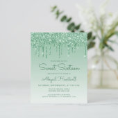 Papier Invitation pas chère Sweet 16 Glitter Drip Verte (Debout devant)