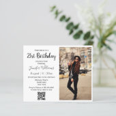 Papier Invitation photo avec QR code pour 21e anniversair (Debout devant)