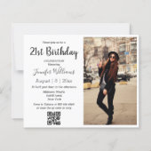 Papier Invitation photo avec QR code pour 21e anniversair (Devant)