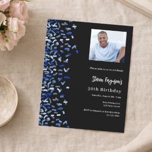 Papier Invitation photo bleu marine noire