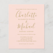 Papier Invitation photo Budget Blush Rose et Gold (Devant)