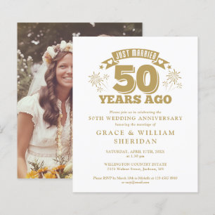 Papier Invitation photo d'anniversaire de mariage de 50 a