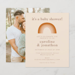 Papier Invitation photo de Baby Shower Budget Rainbow Ter