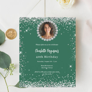 Papier Invitation photo de diamant vert émeraude d'annive