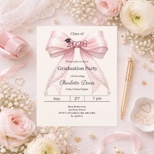 Papier Invitation photo de fête de fin d'études avec ruba