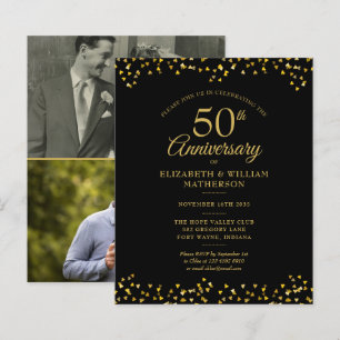 Papier Invitation photo dorée pour le 50e anniversaire de