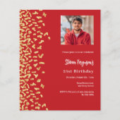 Papier Invitation photo en or rouge anniversaire (Devant)