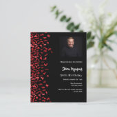 Papier Invitation photo noir rouge anniversaire (Debout devant)