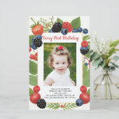 Papier Invitation photo pour 1er anniversaire Berry Budge (Debout devant)