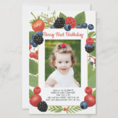 Papier Invitation photo pour 1er anniversaire Berry Budge (Devant)