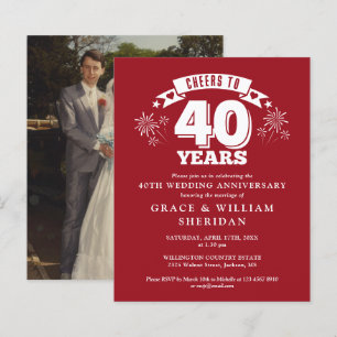 Papier Invitation photo pour 40e anniversaire de mariage