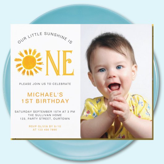 Papier Invitation Photo pour le 1er Anniversaire de Littl