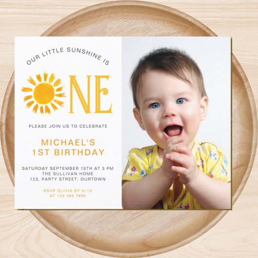 Papier Invitation Photo pour le 1er Anniversaire de Littl