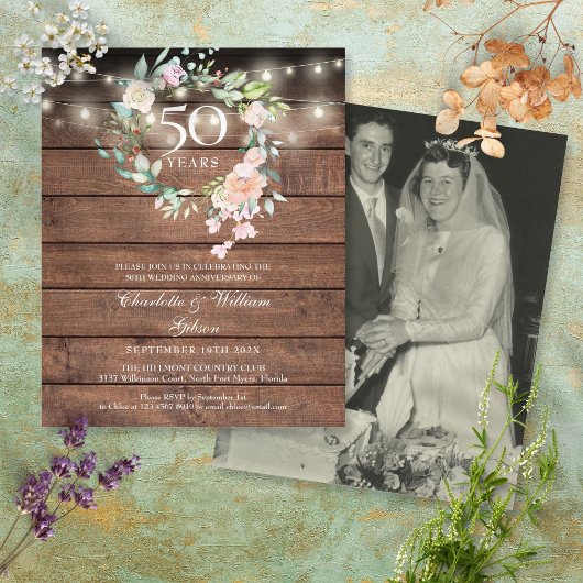 Papier Invitation photo pour les 50 ans de mariage Budget