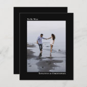 Papier Invitation photo simple Mariage du budget noir (Devant / Derrière)