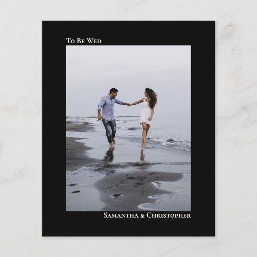 Papier Invitation photo simple Mariage du budget noir (Devant)