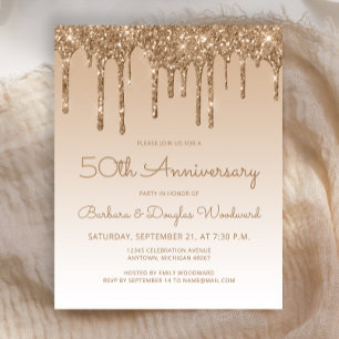 Papier Invitation pour 50e anniversaire de mariage Budget